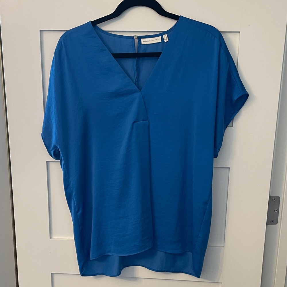 Elegant Blue V-Neck Blouse
